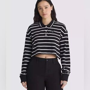 Vans x disney bad apple long sleeeve crop rugby polo shirt